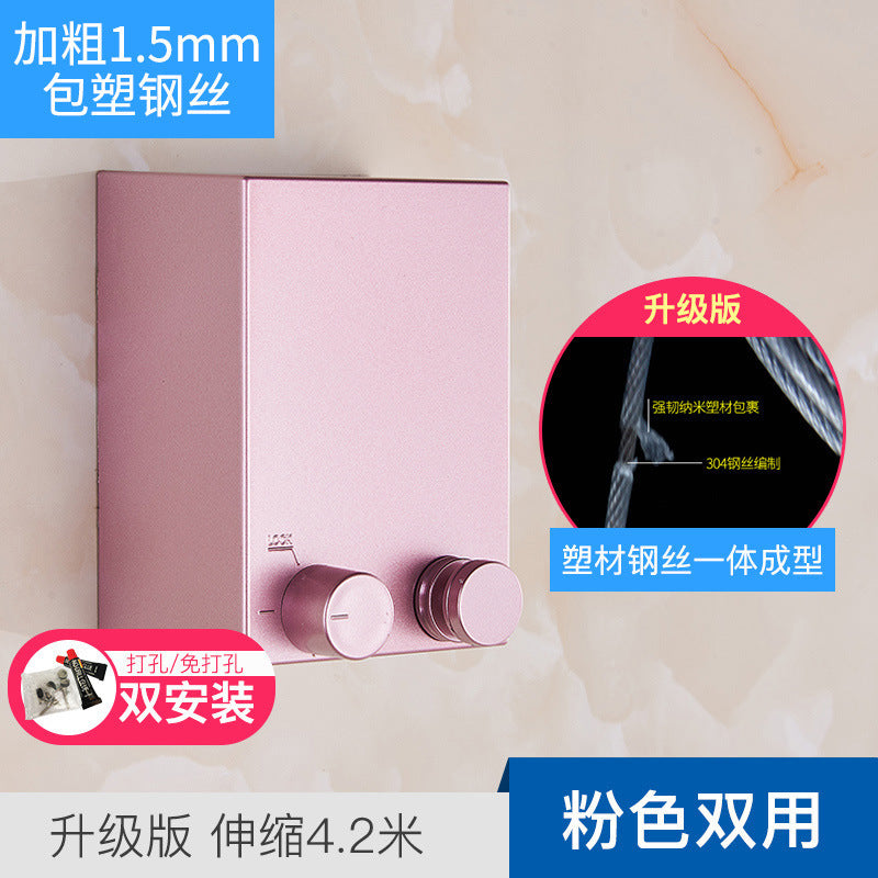 Invisible Clothesline Clothes Artifact Rope Indoor Punch-free Toilet Invisible Telescopic Balcony Rack