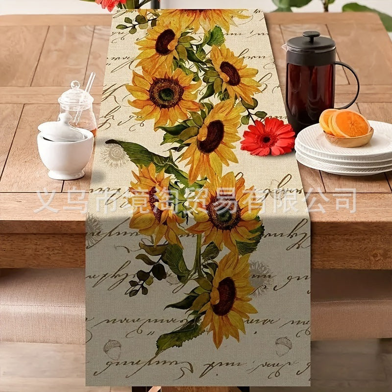 Linen Table Runner Pastoral Flower Lemon Summer Home Dining Table Outdoor Decoration Printed Tablecloth Table Runner