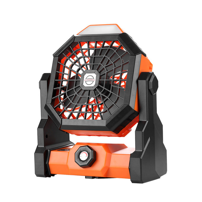 Tent Outdoor Fan Portable High Wind Rechargeable Electric Fan Camping Lighting Hook Household Summer Small Fan