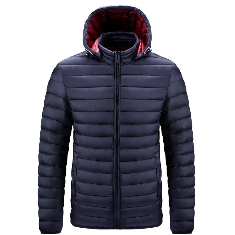 2025 Autumn/Winter Ribbed Jacket with Zipper, Detachable Hood, Men's Cross-Border E-Commerce Dropshipping, 2025 New Model