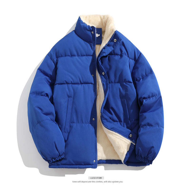 Cross-border Winter New Men's Loose Collar fleece-lined Cotton-padded Clothes Korean Style Youth Fashion Trendy Casual Cotton-padded Jacket