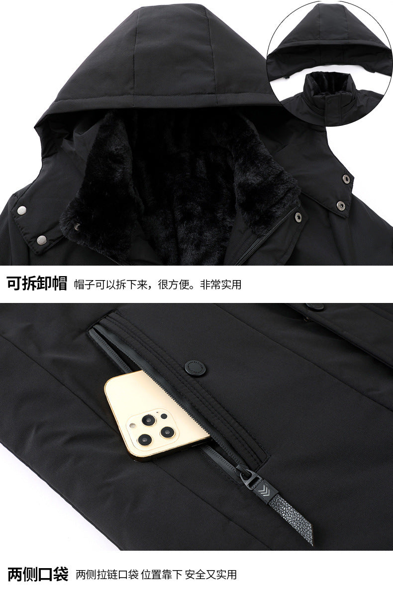 Middle-Aged and Elderly Men's down Jackets, Dad's Thickeneded Warm Cotton Jackets 2025 New Winter Mid-Length Cotton Jackets for Men