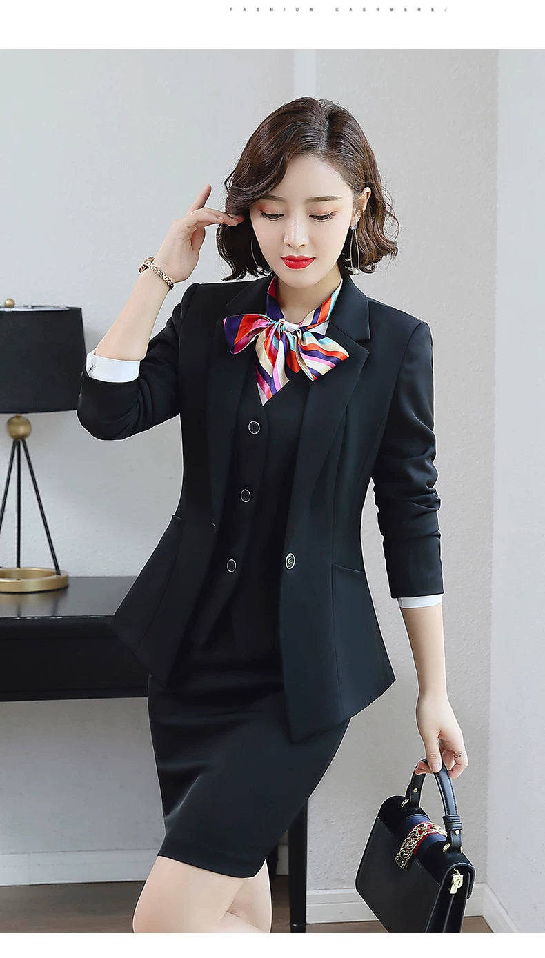Three-piece suit overalls manager interview formal attire front desk beauty salon business attire bank mobile vest uniform