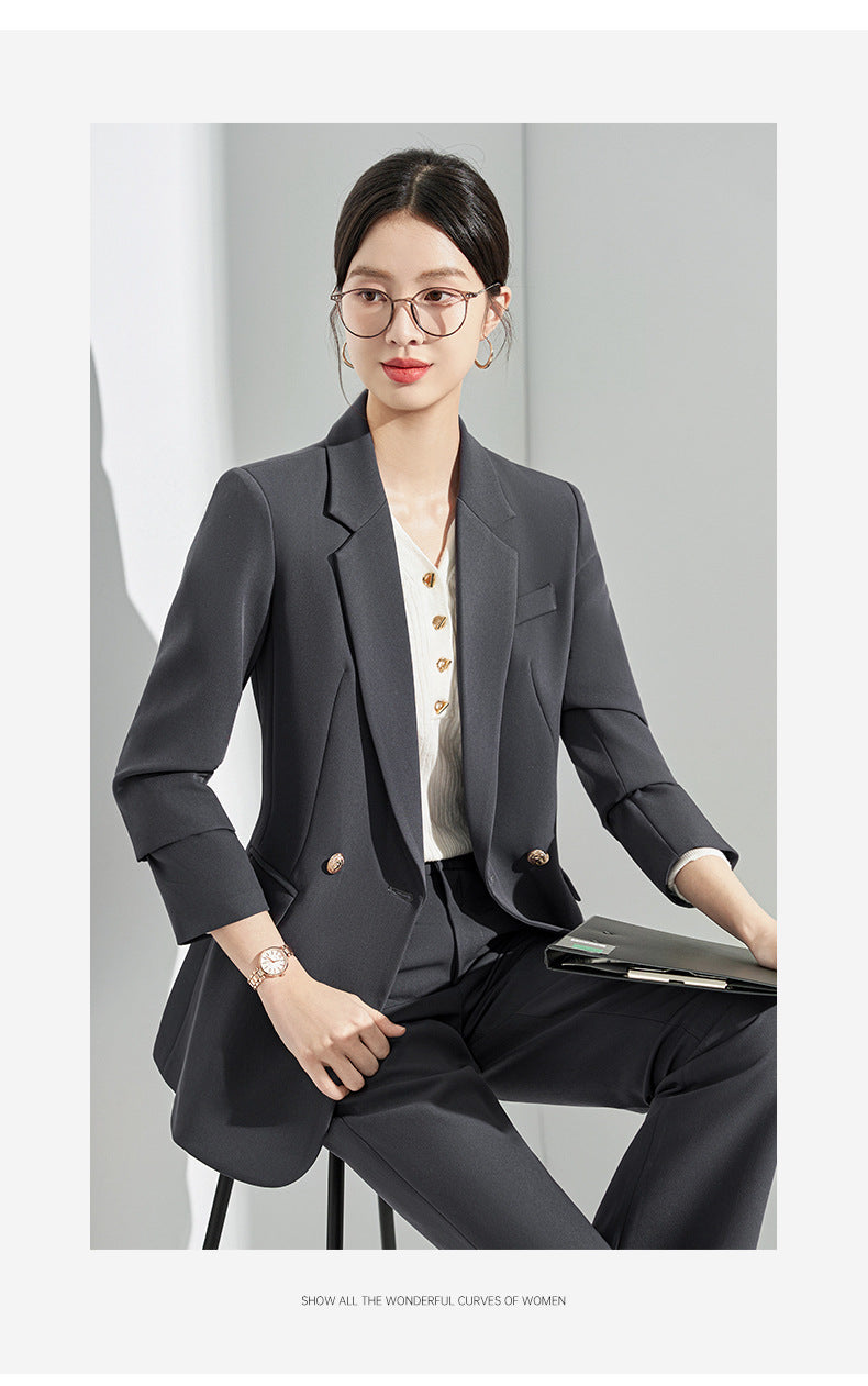 Gray Suit Women's Formal Wear 2025 New Spring & Fall Small High-End Elegant Professional Suit Work Clothes