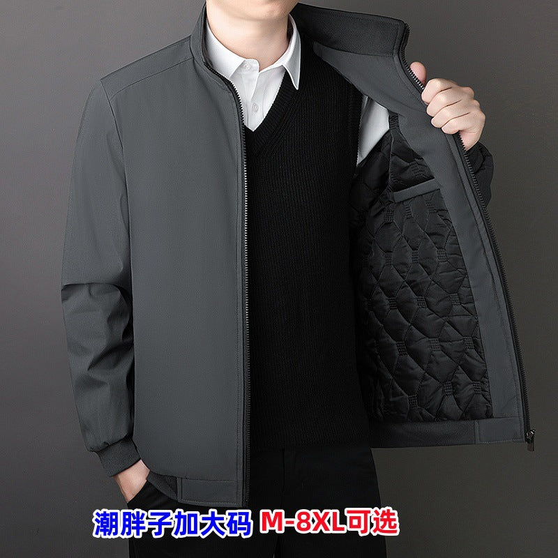Classic Explosions plus size Middle-aged and Elderly Dad Clothes Winter fleece-lined Thickened Executive Collar Thickened fleece-lined Jacket