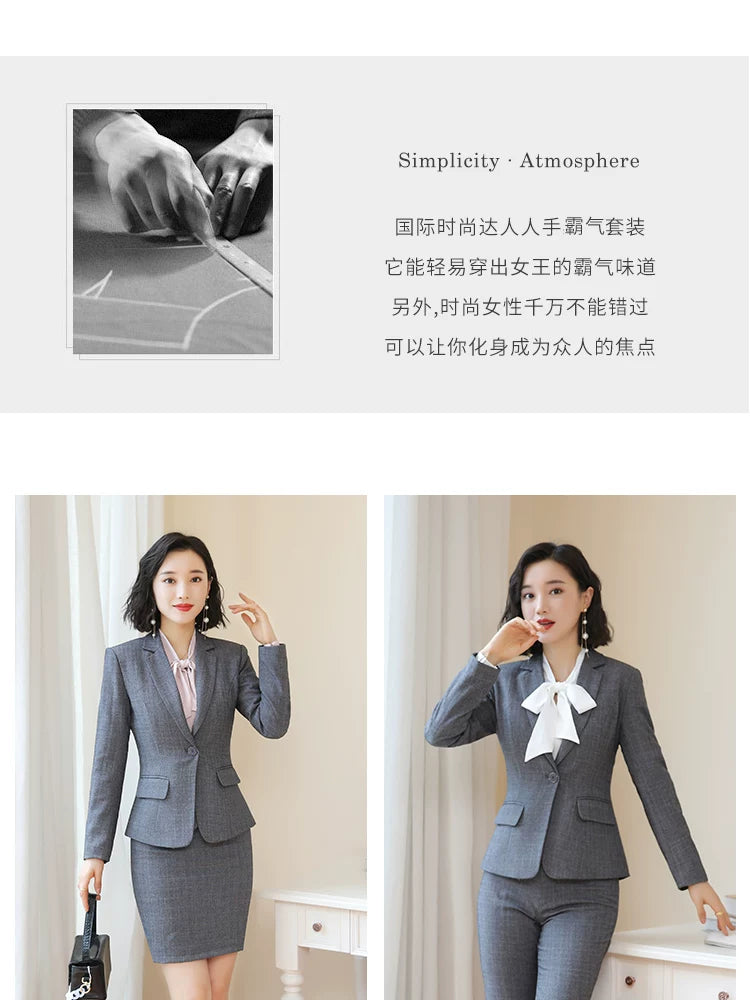 Business Fortress Women's Suit suit Work Clothes Fashion Chanel Elegant Grey Business Suit Vest Work Wear