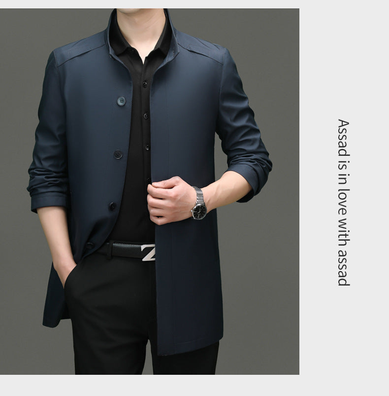 Is the brand of middle-aged and elderly men's windbreaker coat 2024 new winter stand collar long business dad cotton-padded jacket