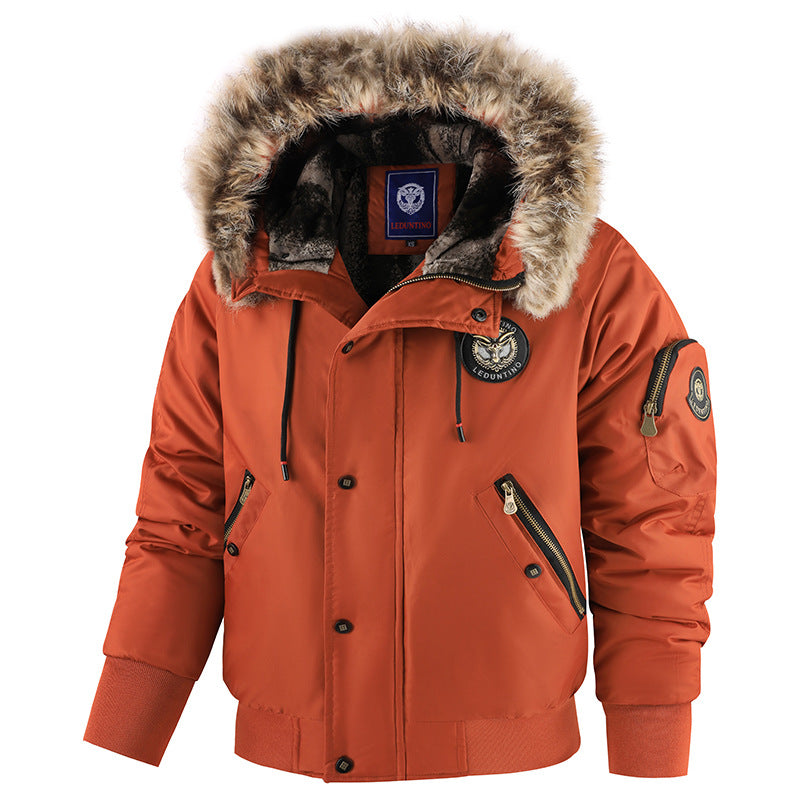 New Winter Fleece-Lined Thick Casual Men's Cotton Jacket, Warm Trendy Coat with Hood, Loose Fit, Plus Size Cotton Clothing
