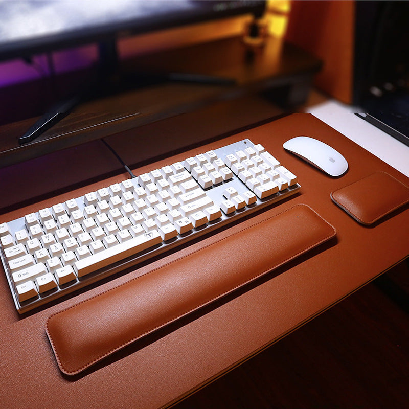 Source factory simple leather mouse pad oversized wrist keyboard hand rest solid color computer office wrist pad wholesale