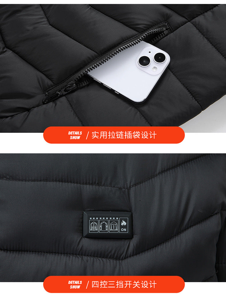 Cross-Border Exclusive Supply of Winter Four-Control Twenty-One Constant Temperature Smart Heating Jacket, Youth Casual Heating Clothing, Heated Clothing for Men and Women