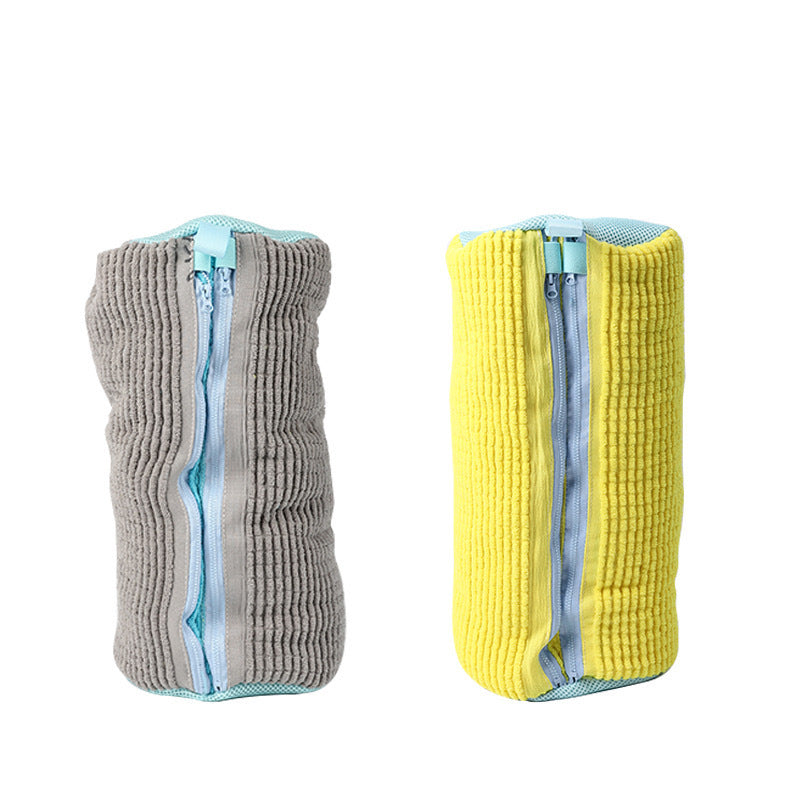 Cross-border New Lazy Double Pull Shoe Washing Bag Washing Machine Shoe Protection Deformation Prevention Washing and Cleaning Artifact Household Soft Wool
