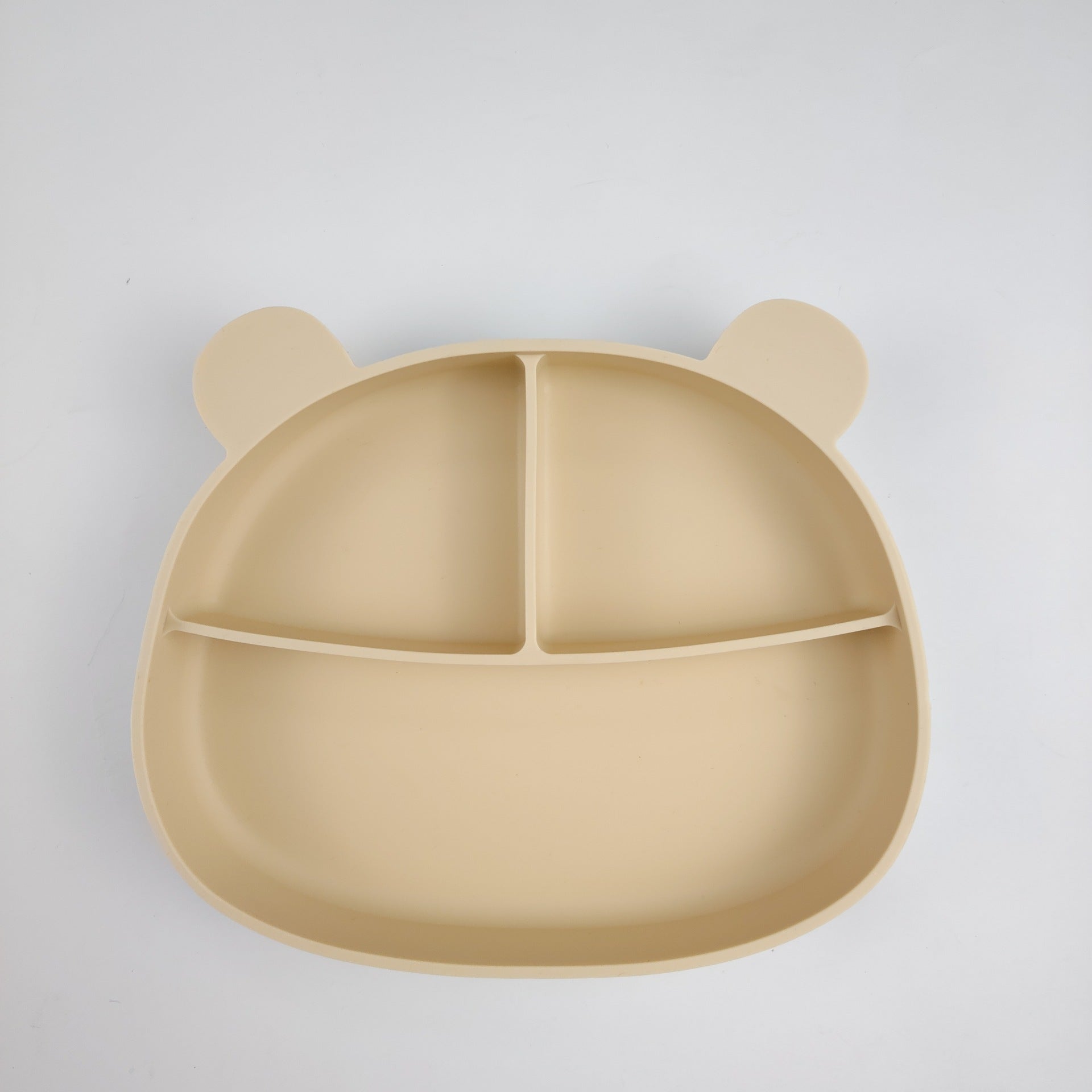 Free Shipping Baby's Supplementary Food Bear Split Plate Anti-scalding Children's Supplementary Food Tableware Drop-resistant Silicone Plate with Suction Cup