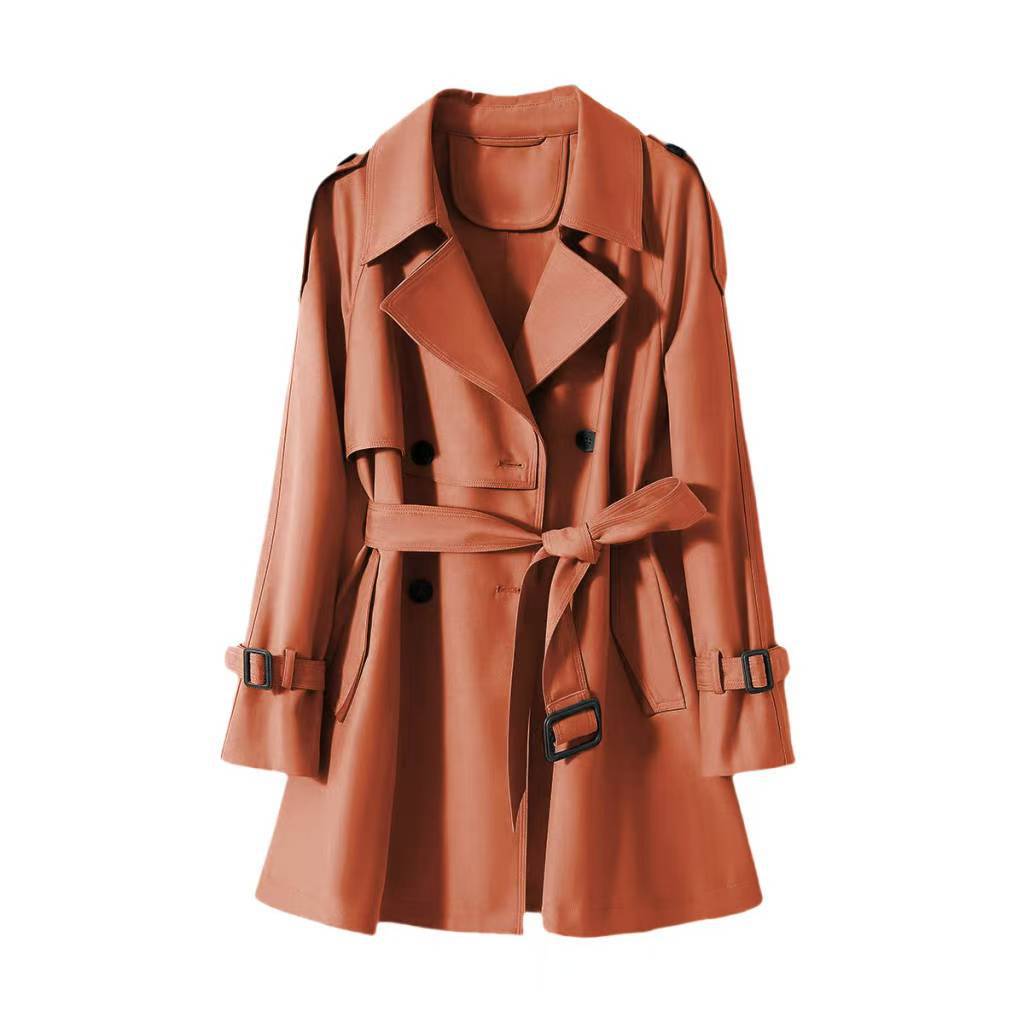 Orange Short Trench Coat for Women, Elegant and Casual Style, 2024 Spring New Model, Three-Dimensional Silhouette, Light Luxury Style Blazer