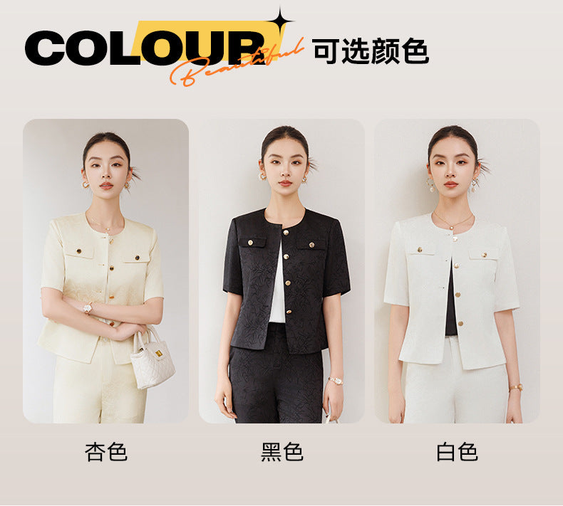 Summer Suit for Women, Thin, High-End, Professional, Fashionable, Short-Sleeved Suit, Wide-Leg Pants Two-Piece Set