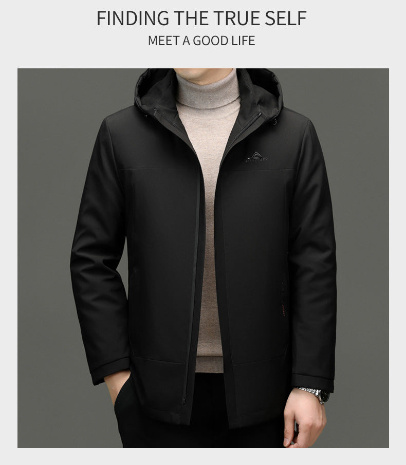 2024 Winter fleece-lined Thickened Cotton Coat Men's Middle-aged and Elderly Dad Hat with Removable Inner Liner Warm Cotton Coat