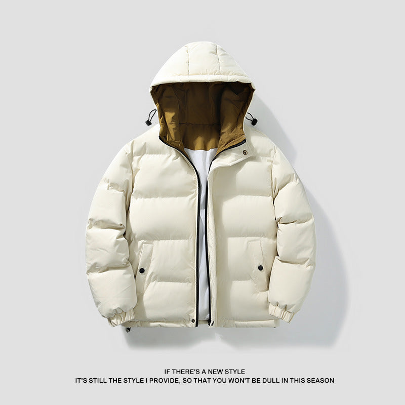 Men's Winter Casual Hooded Jacket Japanese Style Windproof Thick Warm Sports Coat