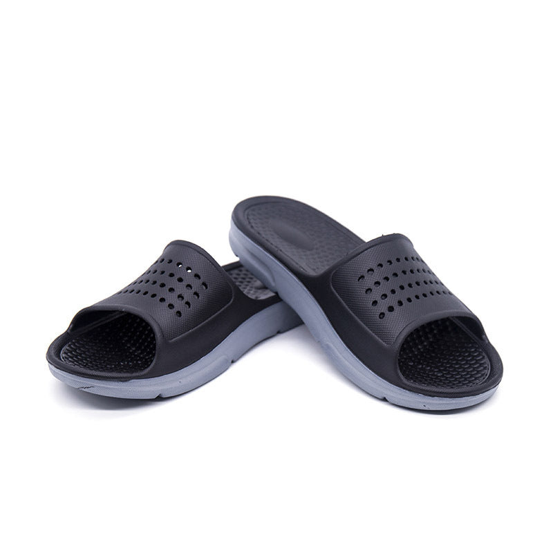 Cross-Border Dual-Density One-Piece Men's Large Size Slippers Summer Two-Color Home Slippers Thick-Soled Rubber and Plastic Slippers
