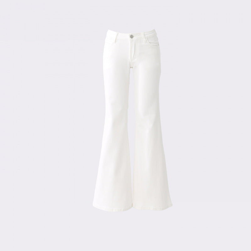 Yc&2-Color American Retro Low-Waist Sexy Flared Pants for Autumn and Winter Micro-Elastic Versatile Slimming Look Jeans for Women