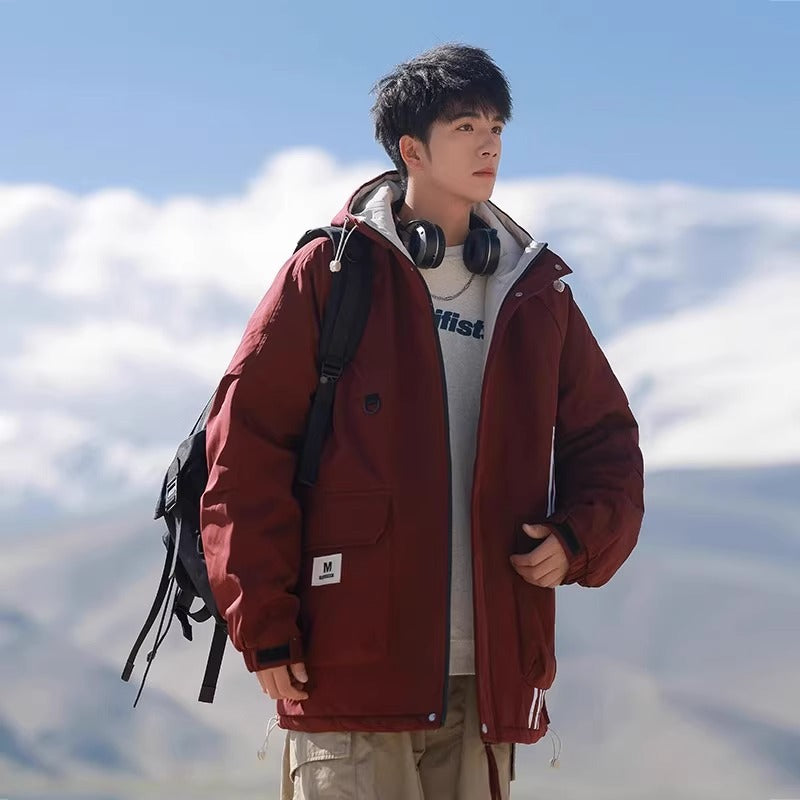 Woodpecker Assault down Cotton Jacket Men's Winter Thickeneded Warm Work Jacket Cotton Jacket New Hooded Winter Jacket