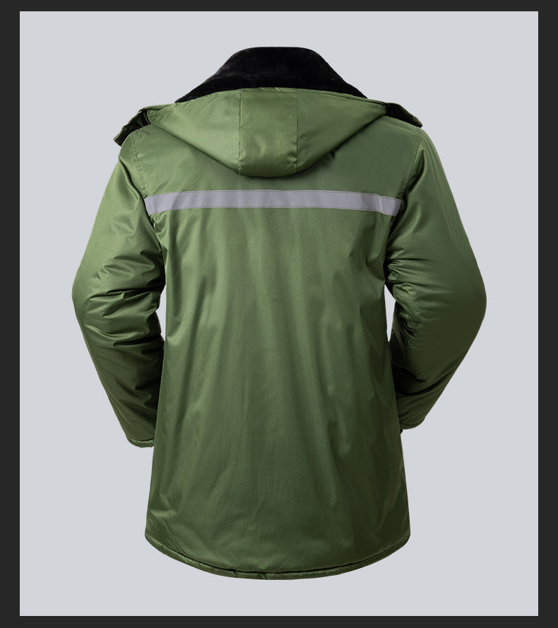 Winter Cold-Proof Cotton Coat, Labor Protection Cotton Jacket, Fleece-Lined and Thickeneded Construction Site Cold Storage Cotton Jacket, Thickeneded Warm Work Clothes, Cotton Jacket