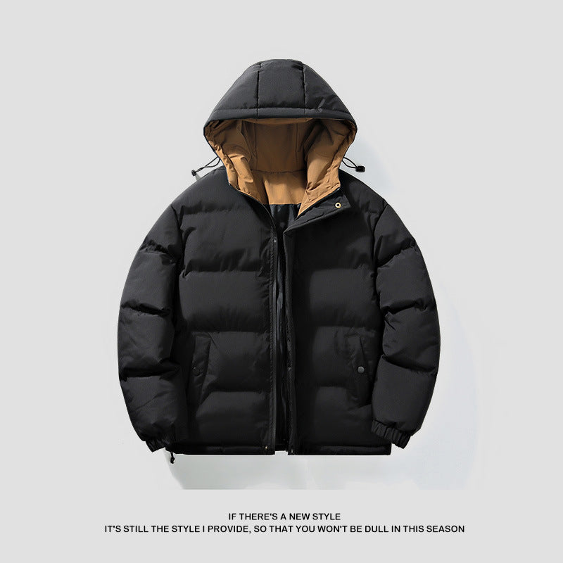 Men's Winter Casual Hooded Jacket Japanese Style Windproof Thick Warm Sports Coat
