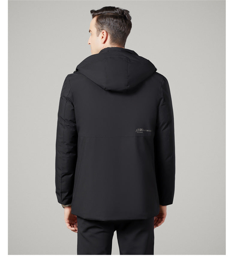 Authentic Men's Cotton Coat for Autumn and Winter, New Trendy Business Casual Loose Hooded Cotton Jacket, Thickened and Warm