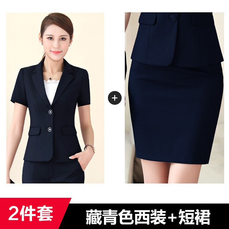 Spot New Summer Women's Professional Suit Executive Management Uniform Work Clothes Korean Style Business Suit Short-Sleeved Suit