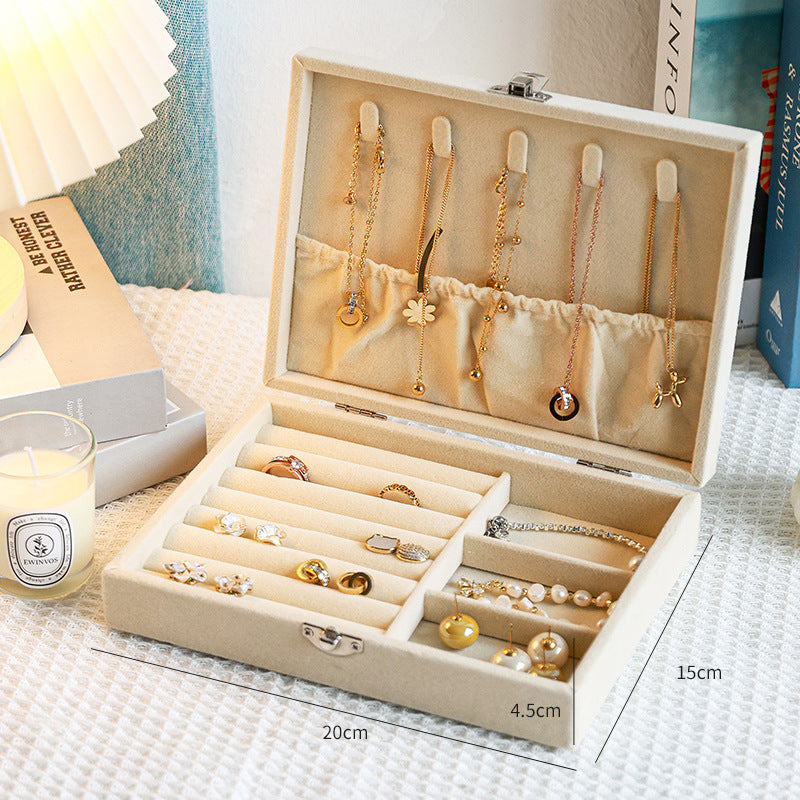 Flannel Jewelry Storage Box Dustproof High-grade Large Capacity Jewelry Box Earrings Bracelet Necklace Storage Display Jewelry Box
