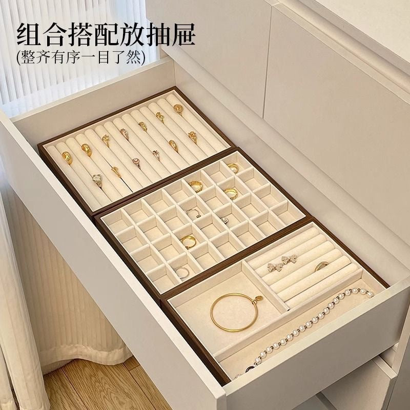 Walnut Jewelry Tray Counter Jewelry Storage Large Capacity Ring Tray Earring Tray Necklace Jewelry Box Jewelry
