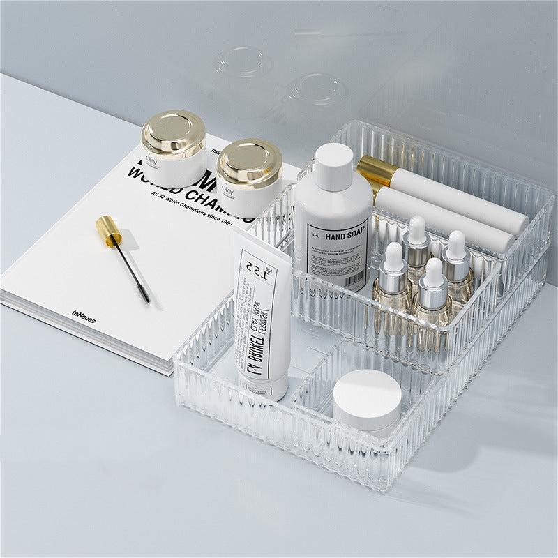 Transparent Wavy Drawer Storage Box Can Be Stacked with Storage Racks Desktop Cosmetics Storage Basket Sundry Partition Box