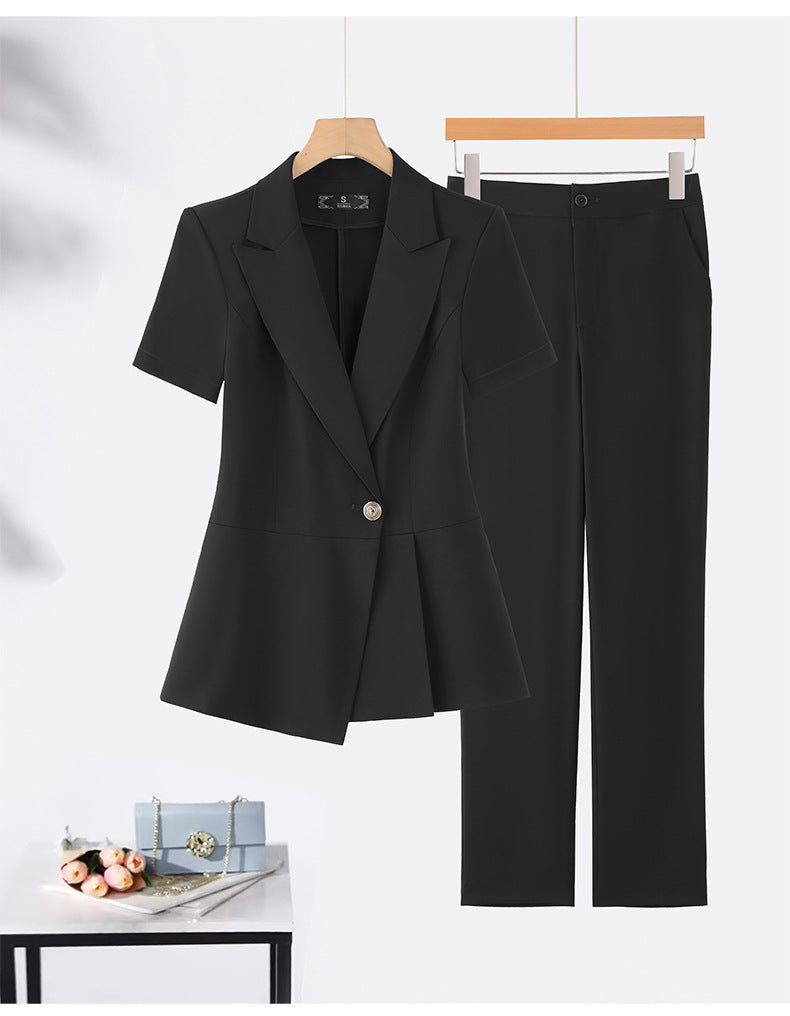 Cross-Border Professional Suit Set for Women, New Summer Manager Formal Wear, Interview High-End Short-Sleeved Thin Work Clothes for Spring