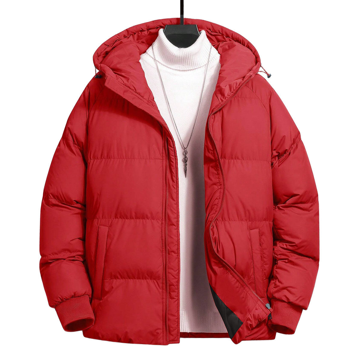 Cross-Border Men's Thickened Cotton Jacket with Hood, Loose Fit, Warm, Versatile, Casual, Cold-Proof Men's Cotton Coat, Trendy Sports Jacket