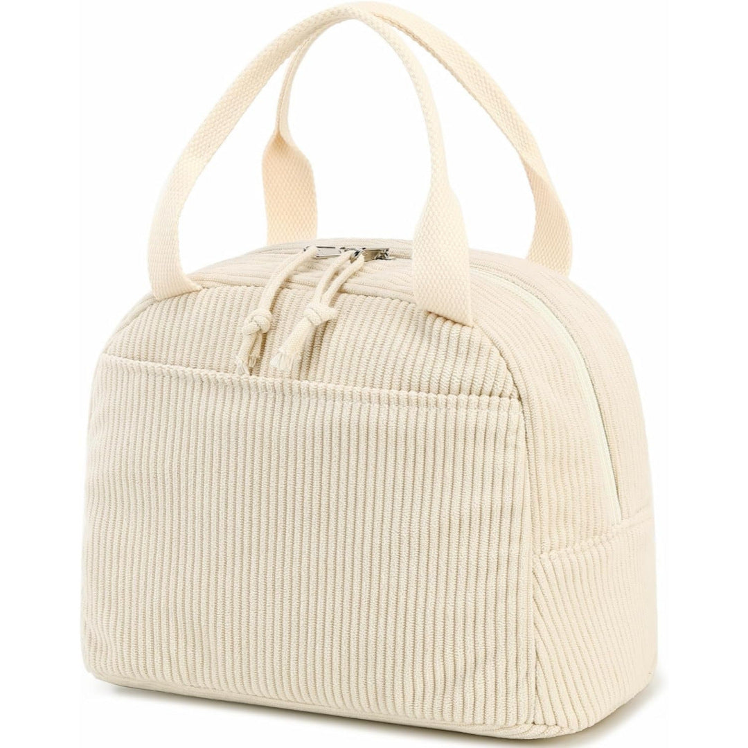 Cross-Border New Product Corduroy Printed Portable Lunch Bag Large Capacity Travel Picnic Ice Bag Work Insulation Bag