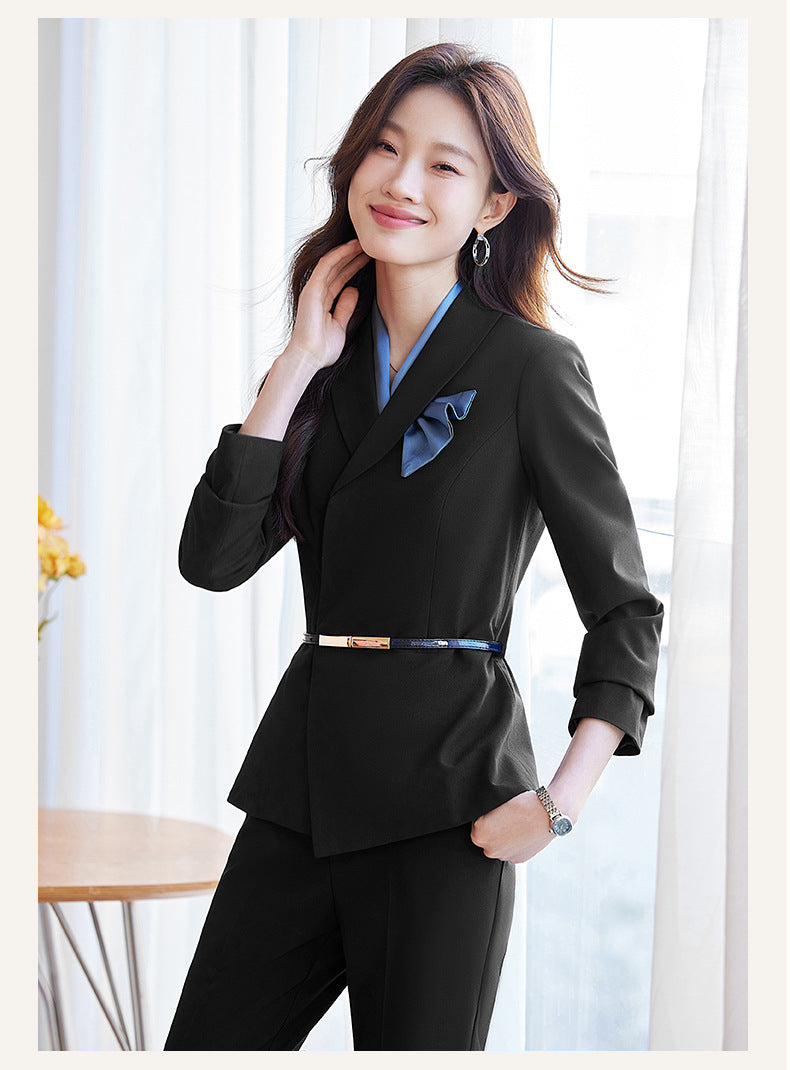 Cross-Border Flight Attendant Professional Suit Set for Women, Announcer, Art Exam Host, Formal Attire, Front Desk Receptionist, Beauty Salon Work Uniform