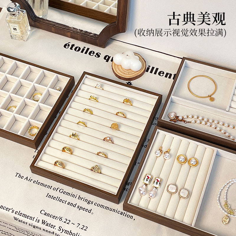 Walnut Jewelry Tray Counter Jewelry Storage Large Capacity Ring Tray Earring Tray Necklace Jewelry Box Jewelry
