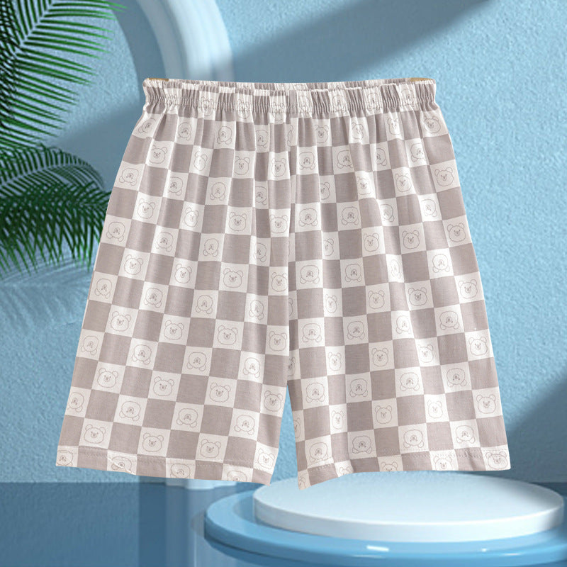 Children's Pajamas, Pure Cotton, Summer Short-Sleeved Shorts Set for Boys, Home Clothes for Girls, Air-Conditioned Clothes for Middle-Aged and Older Boys