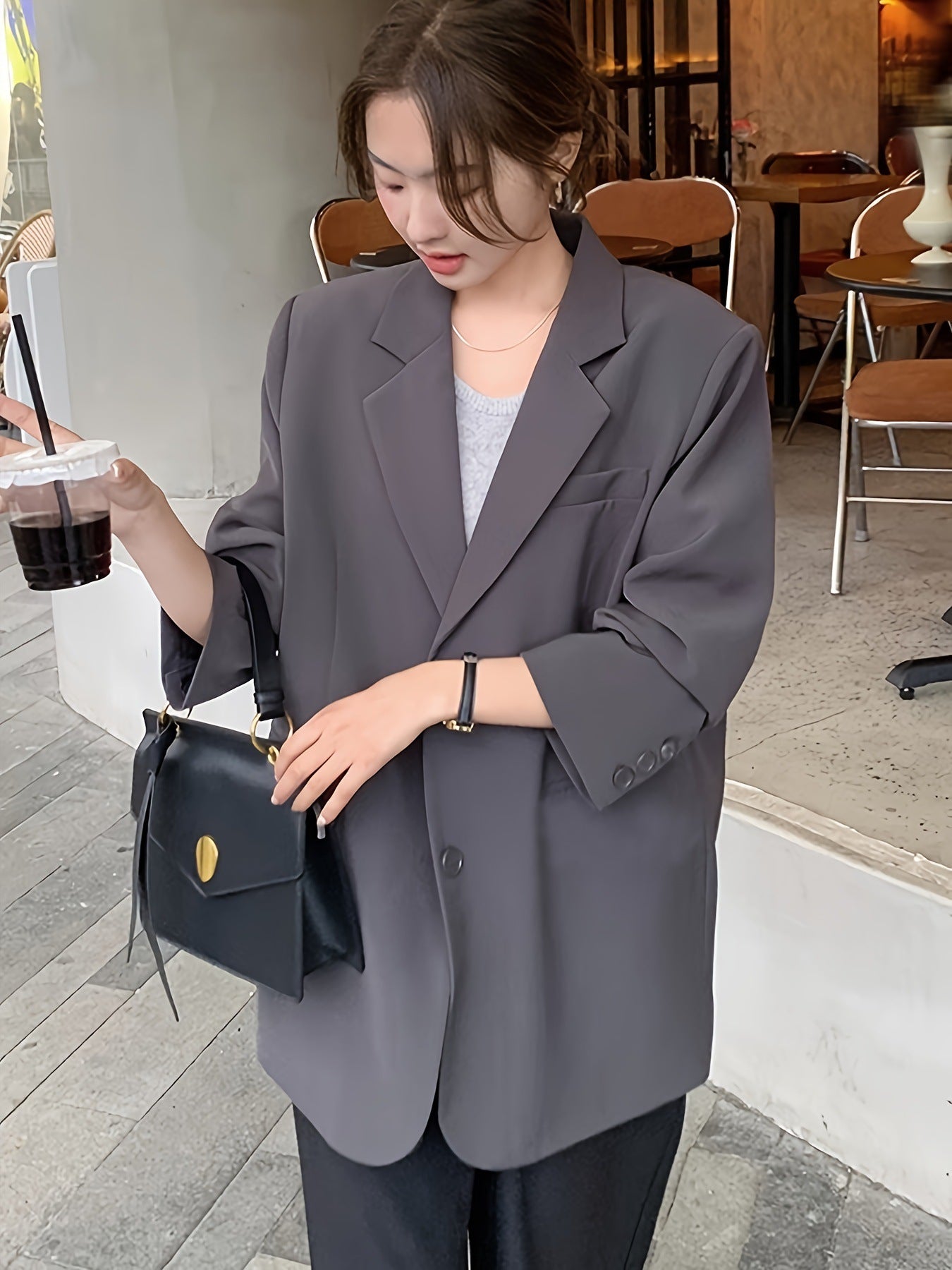 Gray Suit Jacket for Women Spring & Fall 2025 New Spring High-End Casual Small Korean Style Design Suit