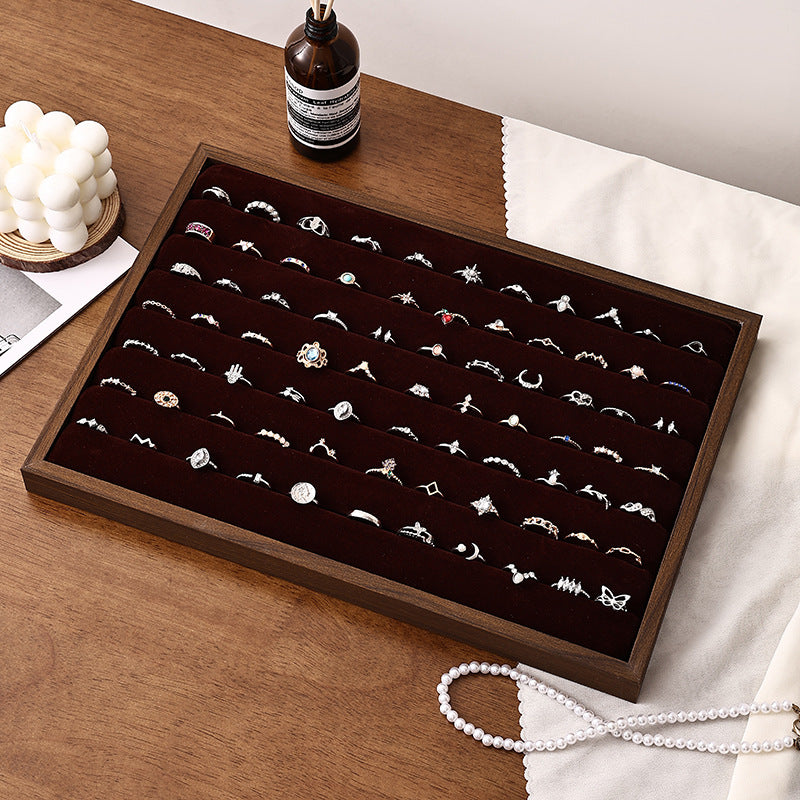 Walnut Jewelry Display Tray Ring Necklace Bracelet Tray Earrings Earrings Jewelry Display Props Night Market Stall