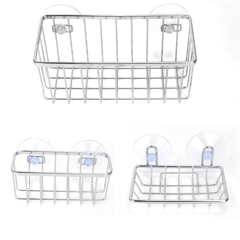 Kitchen Bathroom Suction Cup Storage Rack Creative Metal Storage Rack Cleaning Sponge Storage Rack Tissue Rack Iron