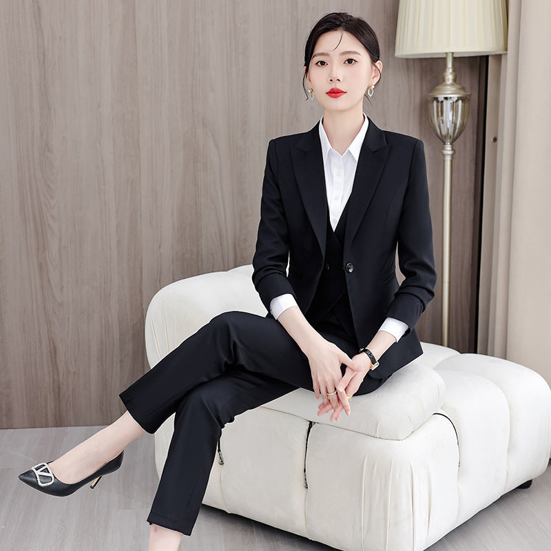 Gray Suit Women's Professional Suit Spring and Autumn Hotel Workwear Elegant Interview Formal Wear Plus Size Workwear