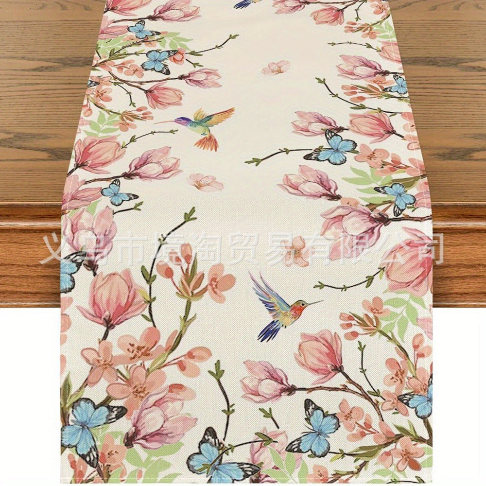 Linen Table Runner Pastoral Flower Lemon Summer Home Dining Table Outdoor Decoration Printed Tablecloth Table Runner