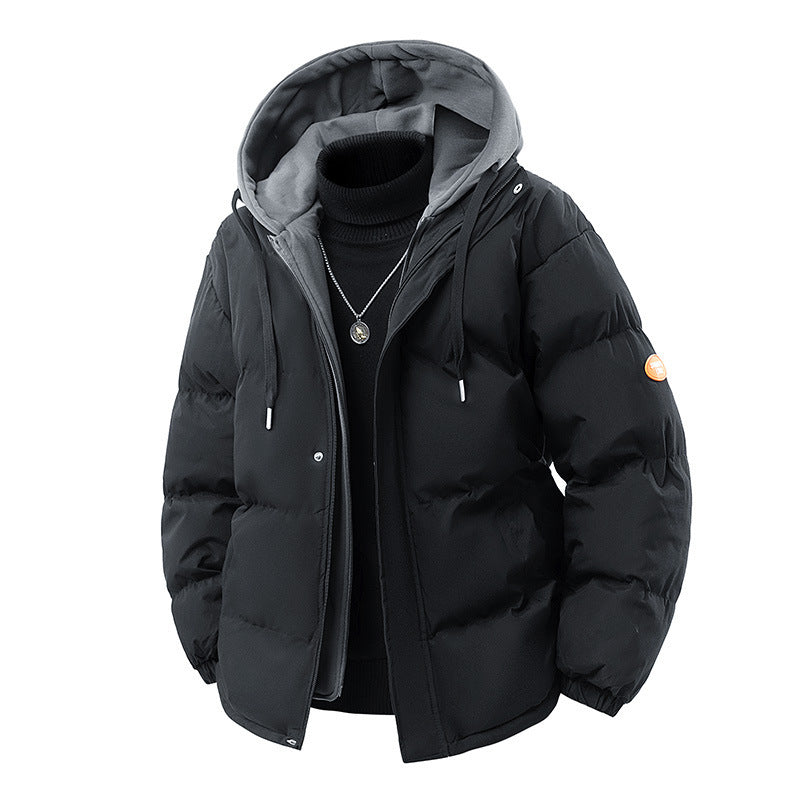 Cross-Border Winter Fake Two-Piece Men's Cotton Coat Trendy Casual Men's Thickened Cotton Coat Loose Couple Cotton Jacket Jacket for Men