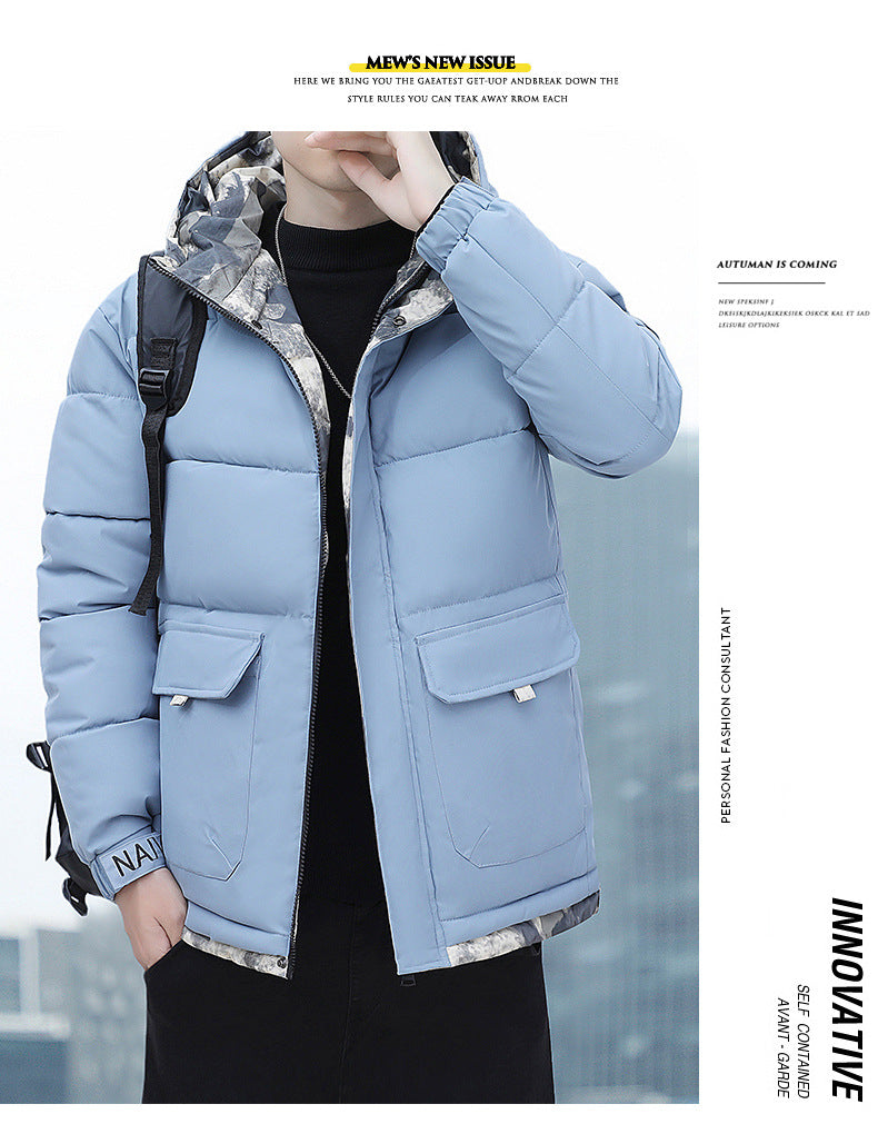 New Winter Casual Men's Warm Jacket Cotton-padded Coat Fashionable Cotton-padded Coat Thickened Top All-match Cotton-padded Coat Hooded Cardigan