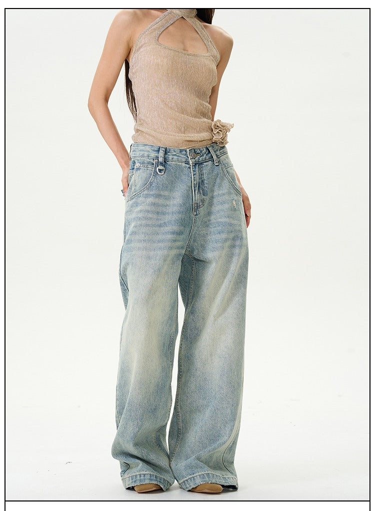 Trendy New American High Street Straight Loose Retro Jeans for Men, Stylish and High-End Street Pants for Couples