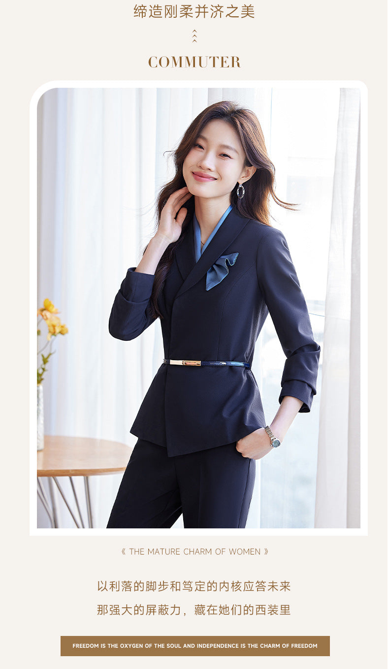 Cross-Border Flight Attendant Professional Suit Set for Women, Announcer, Art Exam Host, Formal Attire, Front Desk Receptionist, Beauty Salon Work Uniform