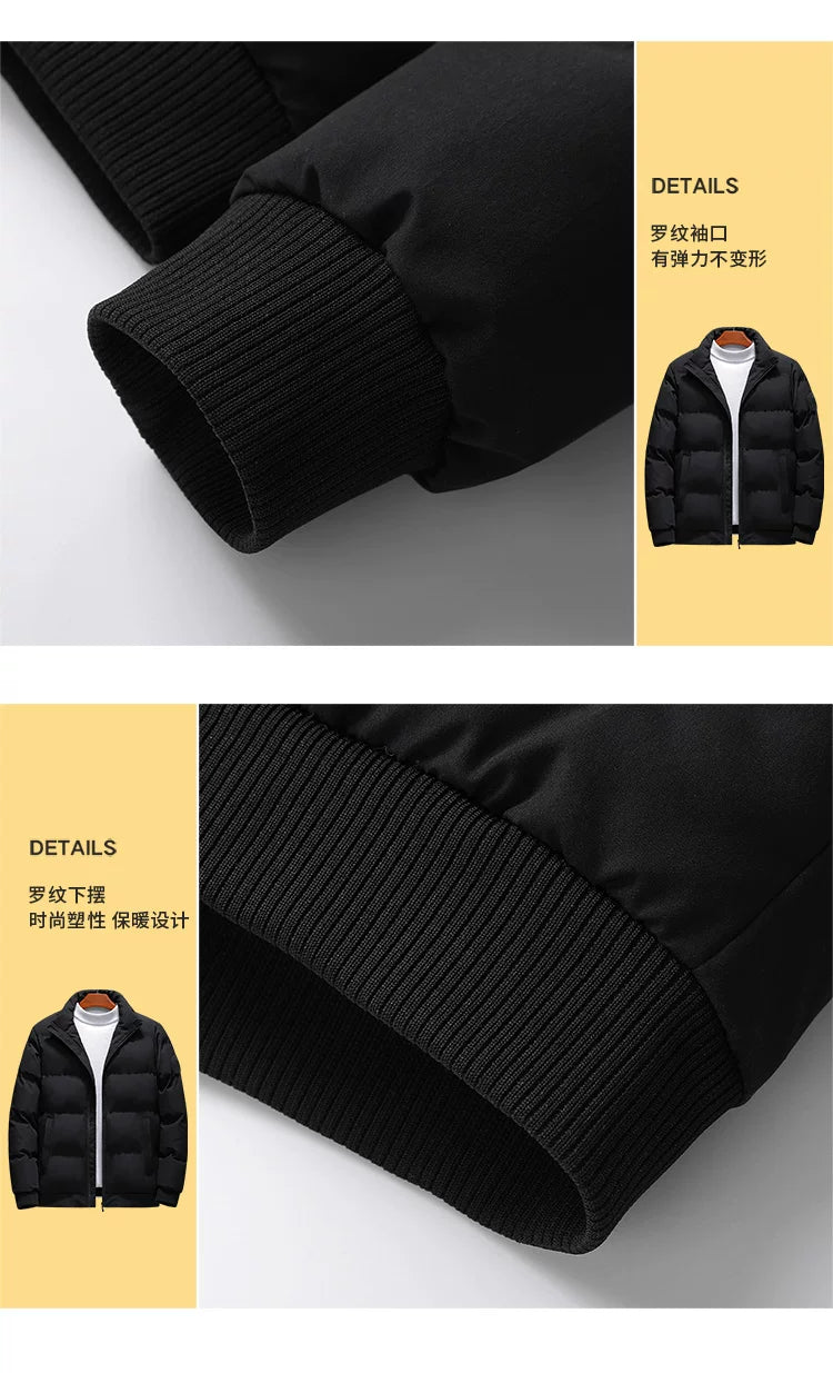 2022 Winter New Men's Cotton Jacket Trendy Stand Collar down Cotton Coat Men's Fashion Brand Outerwear Korean Style Thick Cotton Jacket