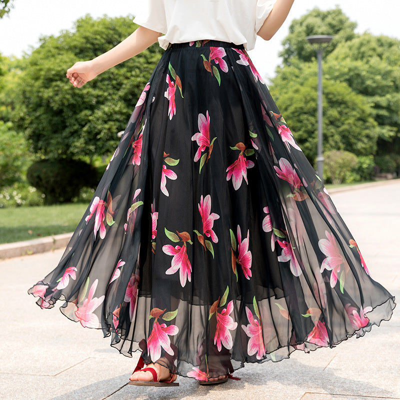 European and American Printed Skirt for Women Amazon 2025 Summer New Casual Seaside Vacation Long Skirt Skirt