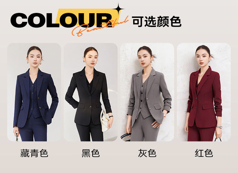 Cross-Border Red Hostess Suit Set for Women, Formal Attire for Broadcast Art Exams, Speech Competitions, Interviews, and News Anchor On-Camera Appearance