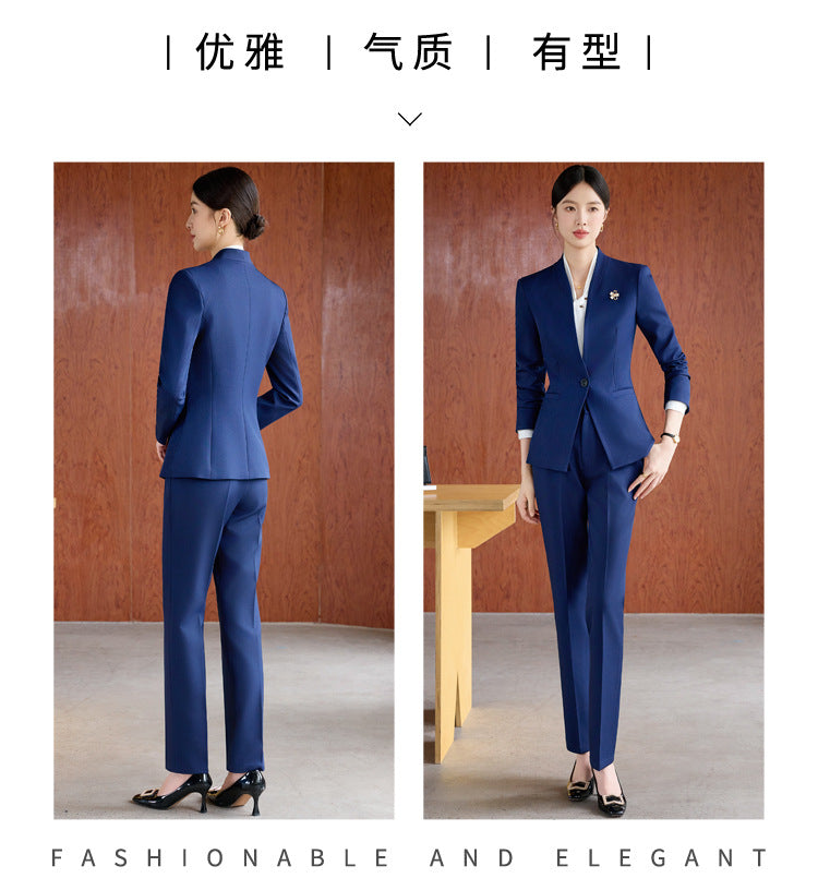 High-End Spring & Fall Hotel Front Desk Professional Wear Long-Sleeved Sales Department Reception 4S Store Sales Consultant Fashion Suit Suit
