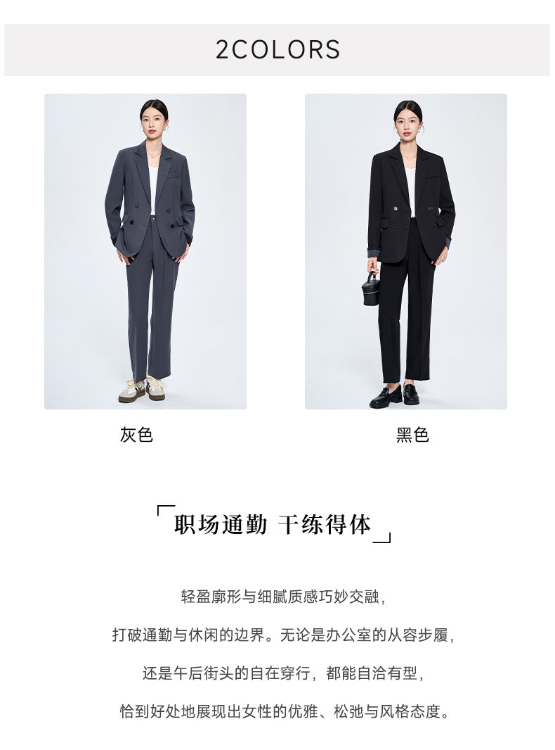 Cross-Border Gray Blazer for Women, New Spring and Autumn Style, Professional Formal Wear, Light Workplace Workwear, High-End Suit Set